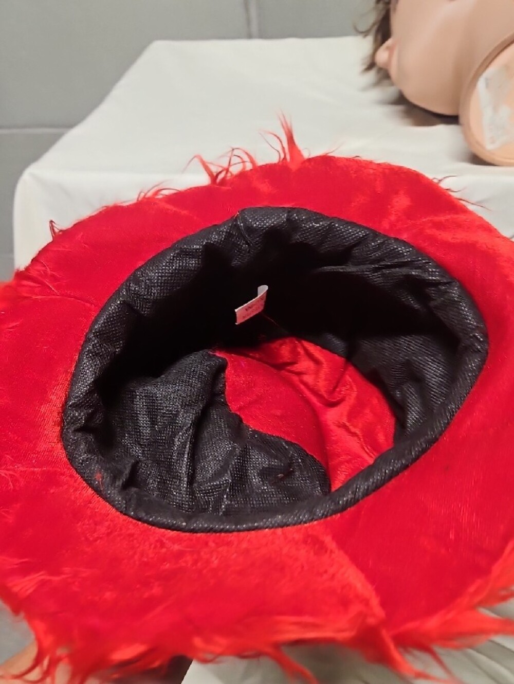 Red Faux Fur Bucket Hat - Women Accessories - Picture 4 of 5